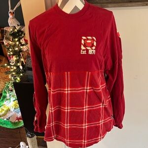 Red Long Sleeve Plaid spirit Jersey Shirt